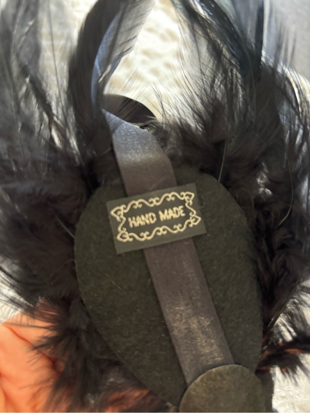 Beaded Feather Headband - Black hand made - Picture 3 of 3